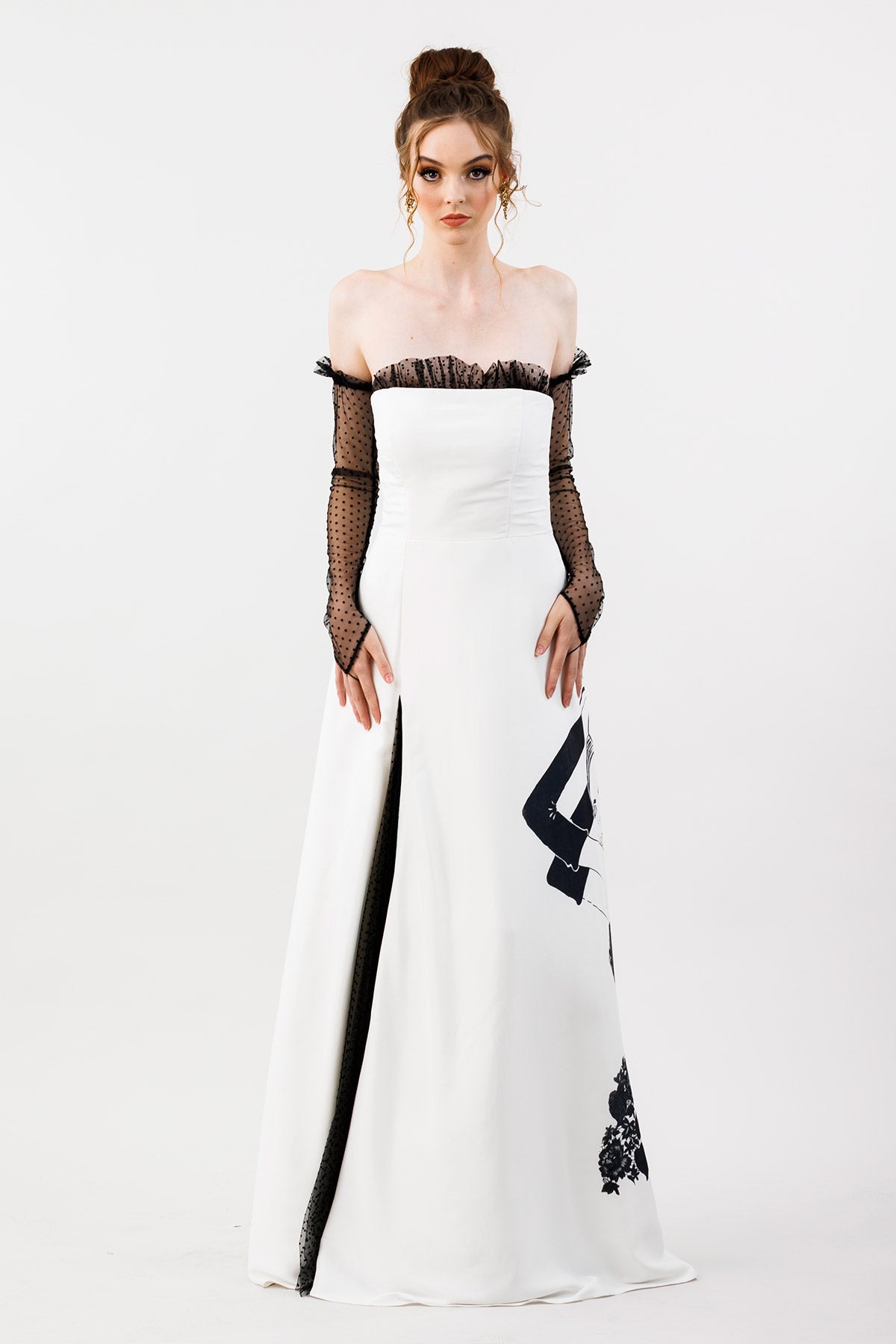 Backstage Beauty Art Print Silk Bamboo Strapless Corseted Gown