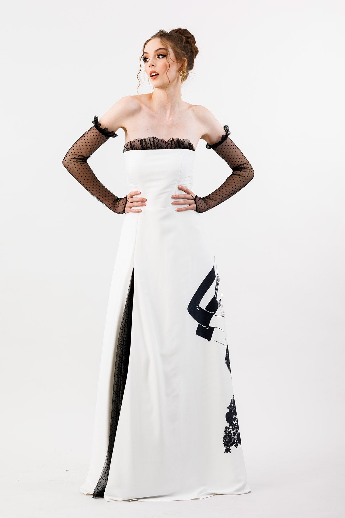 Backstage Beauty Art Print Silk Bamboo Strapless Corseted Gown