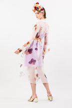 La Belle Sheer Silk Organza Art Print Shirt Dress