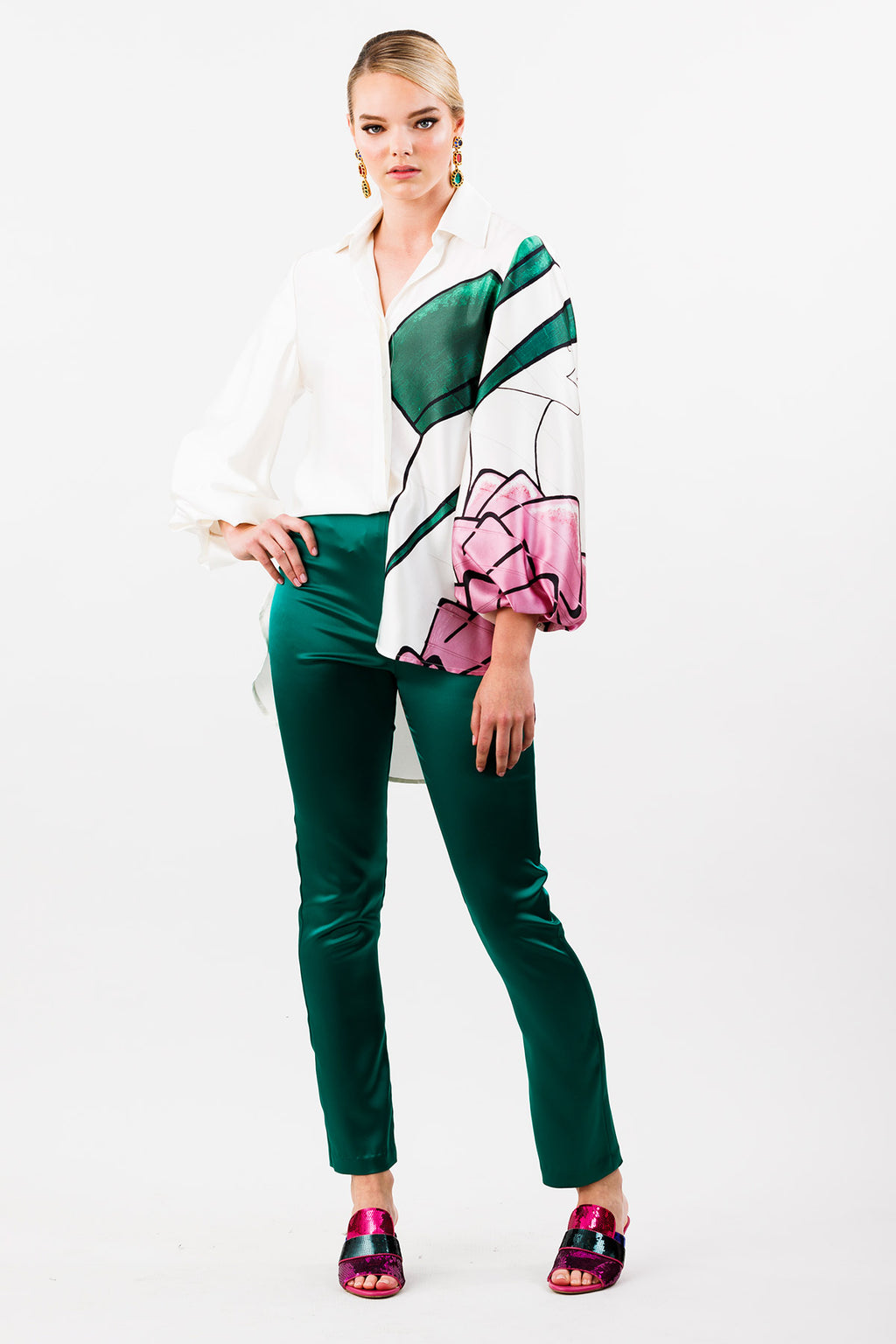 Madison Avenue Emerald Silk-blend Pant