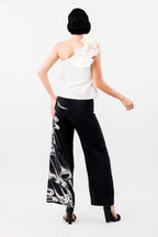 Frolicking Through Florence: Ivory Silk Taffeta One-Shouldered Ruffle Top