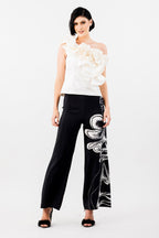 Frolicking Through Florence: Ivory Silk Taffeta One-Shouldered Ruffle Top