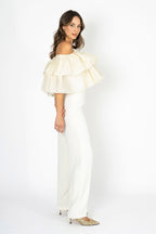 Eclora Flow Ivory Organzza Off-Shoulder Ruffle Top and Tube Top