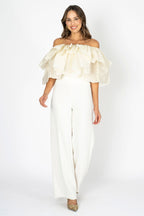 Eclora Flow Ivory Organzza Off-Shoulder Ruffle Top and Tube Top