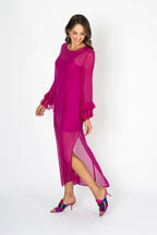 Tea at Athenee Ruffle Dress – Rich Fuchsia