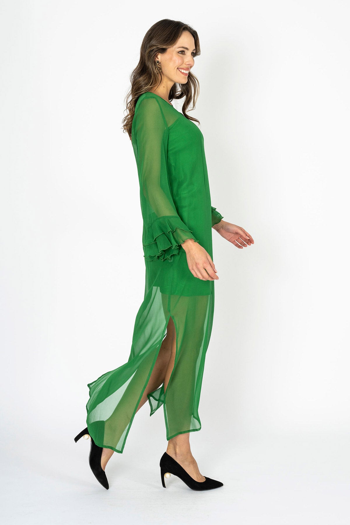 Tea at Athenee Ruffle Dress – Emerald Green