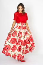 Ivory Rose Skirt with Tie Belt & Top