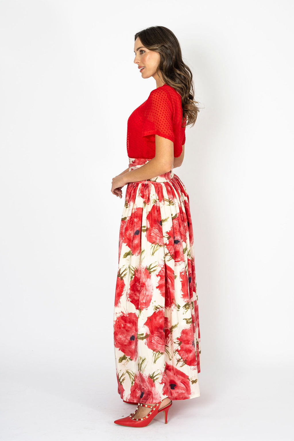 Ivory Rose Skirt with Tie Belt & Top
