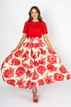 Ivory Rose Skirt with Tie Belt & Top