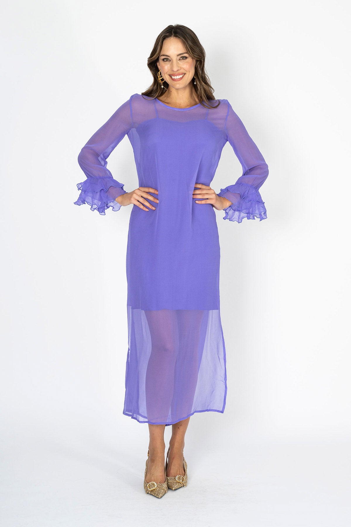 Tea at Athenee Ruffle Dress – Rich Lavender
