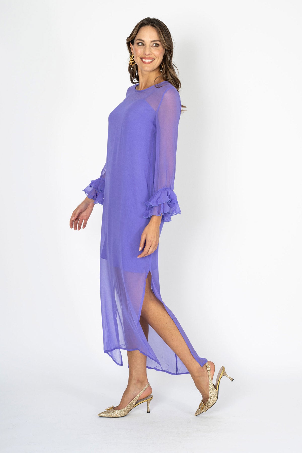 at long last dress item Tea at Athenee Ruffle Dress – Rich Lavender