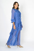 Monaco Magique Ruffle Dress & Slip in Sapphire Blue