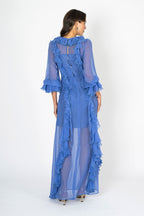 Monaco Magique Ruffle Dress & Slip in Sapphire Blue