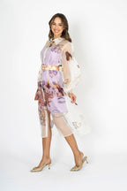 La Belle Sheer Silk Organza Art Print Shirt Dress