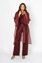 Soiree d'elegance Deep Garnet Hue Organza Dress Top