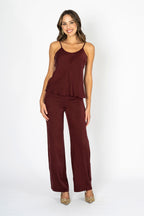 Soiree d'elegance Deep Garnet Hue Slip & Pants