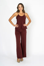 Soiree d'elegance Deep Garnet Hue Slip & Pants