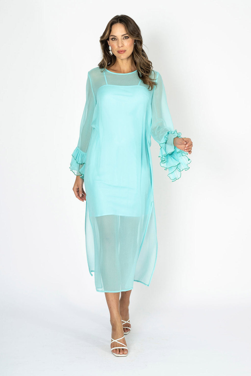 Tea at Athenee Ruffle Dress – Tiffany Blue