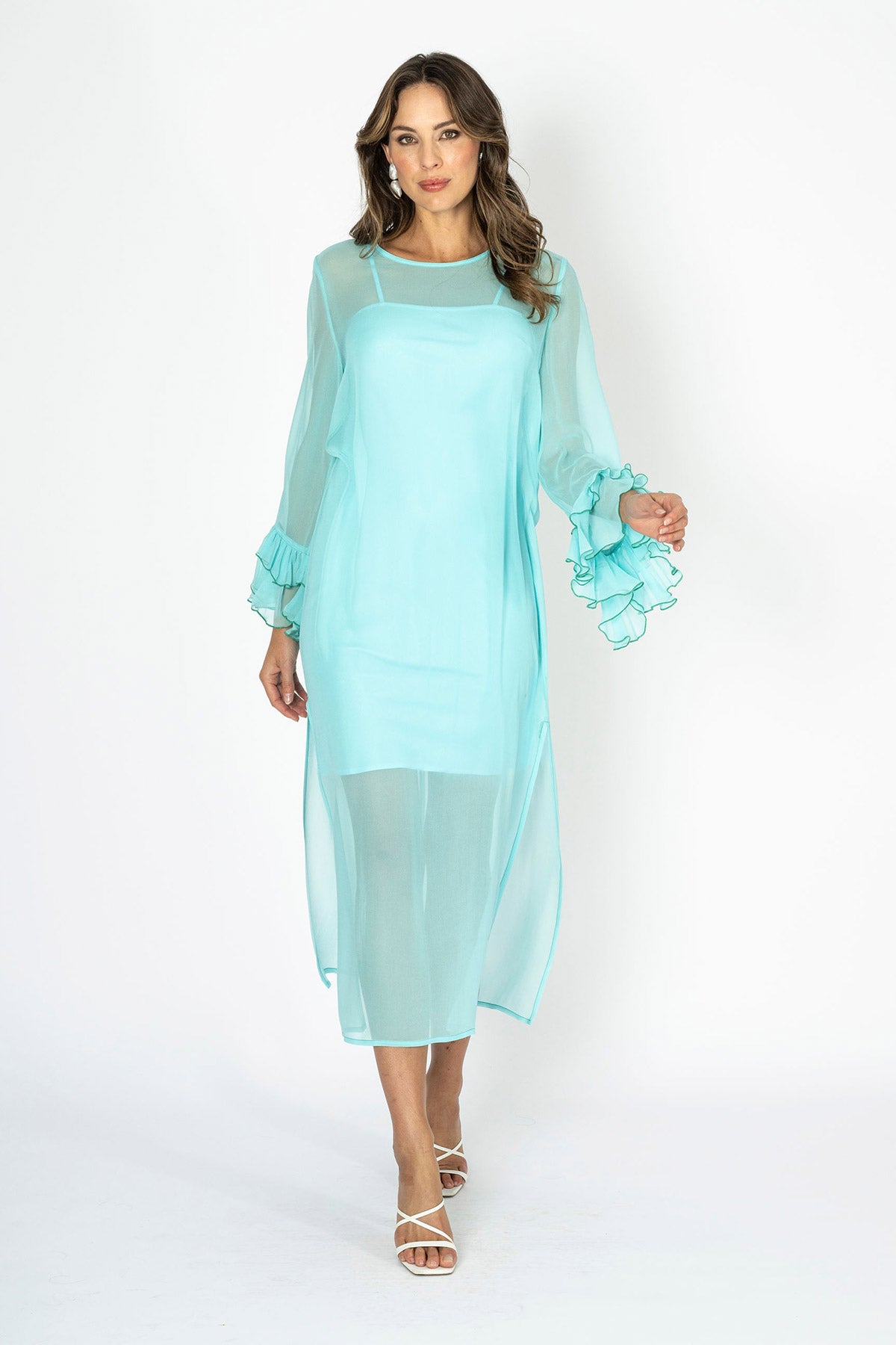 Tea at Athenee Ruffle Dress – Tiffany Blue