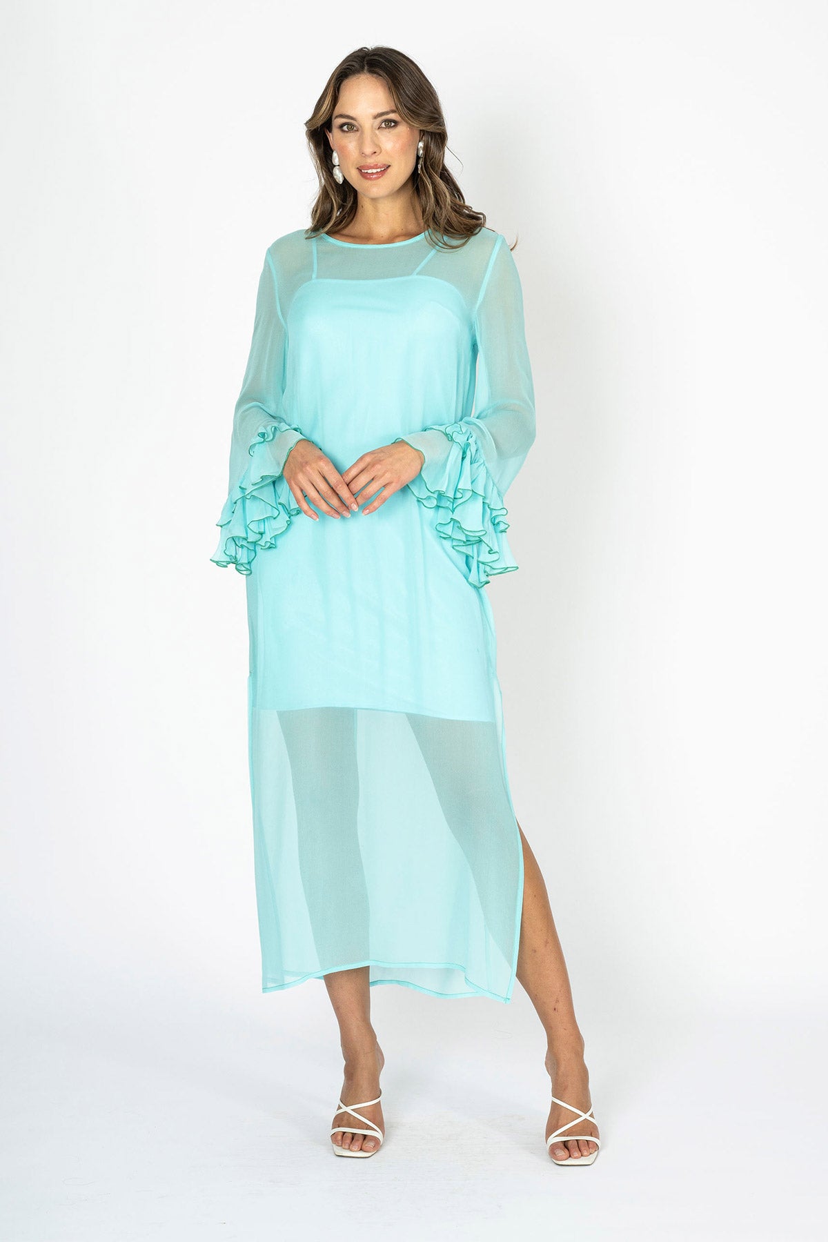 Tea at Athenee Ruffle Dress – Tiffany Blue