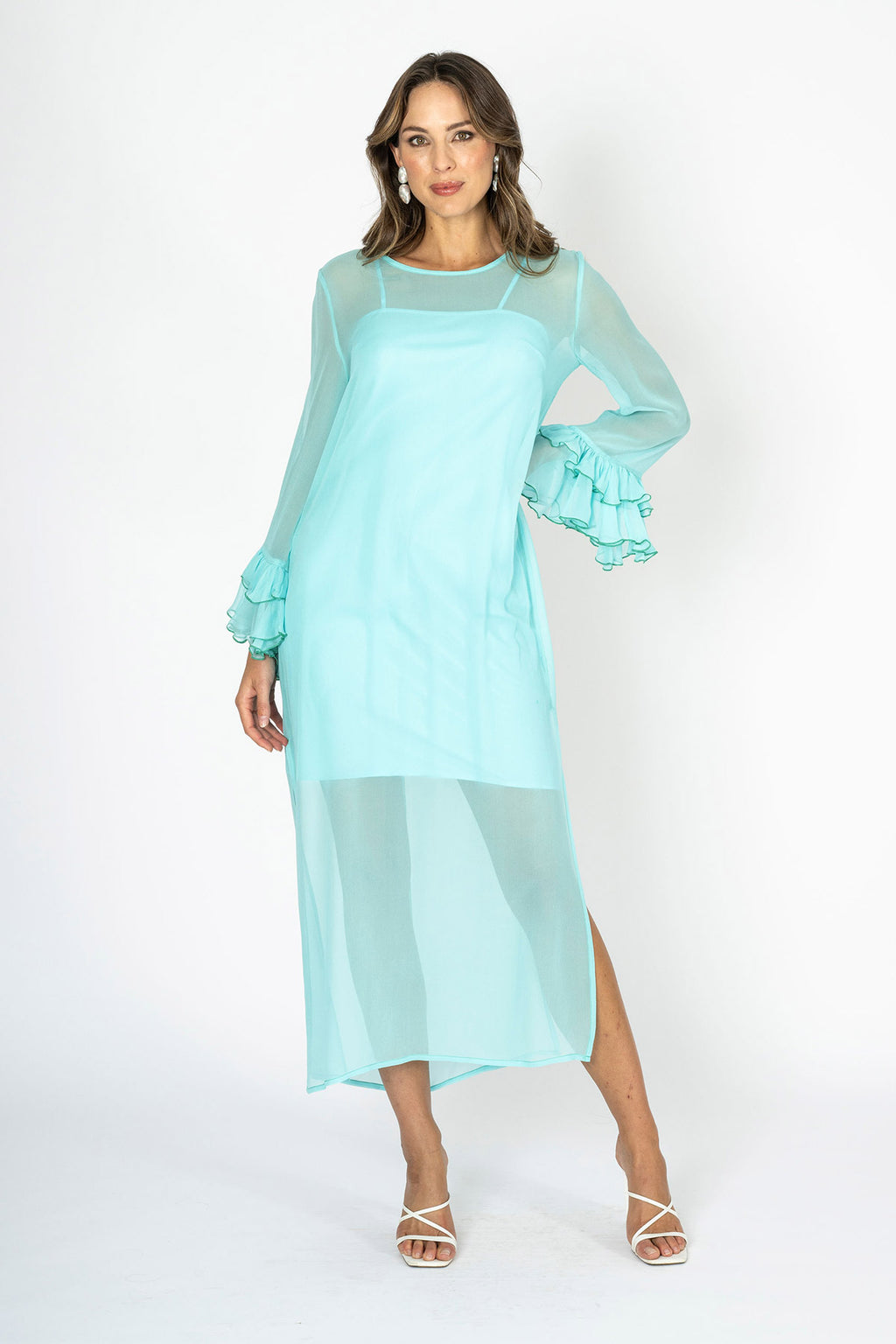Tea at Athenee Ruffle Dress – Tiffany Blue