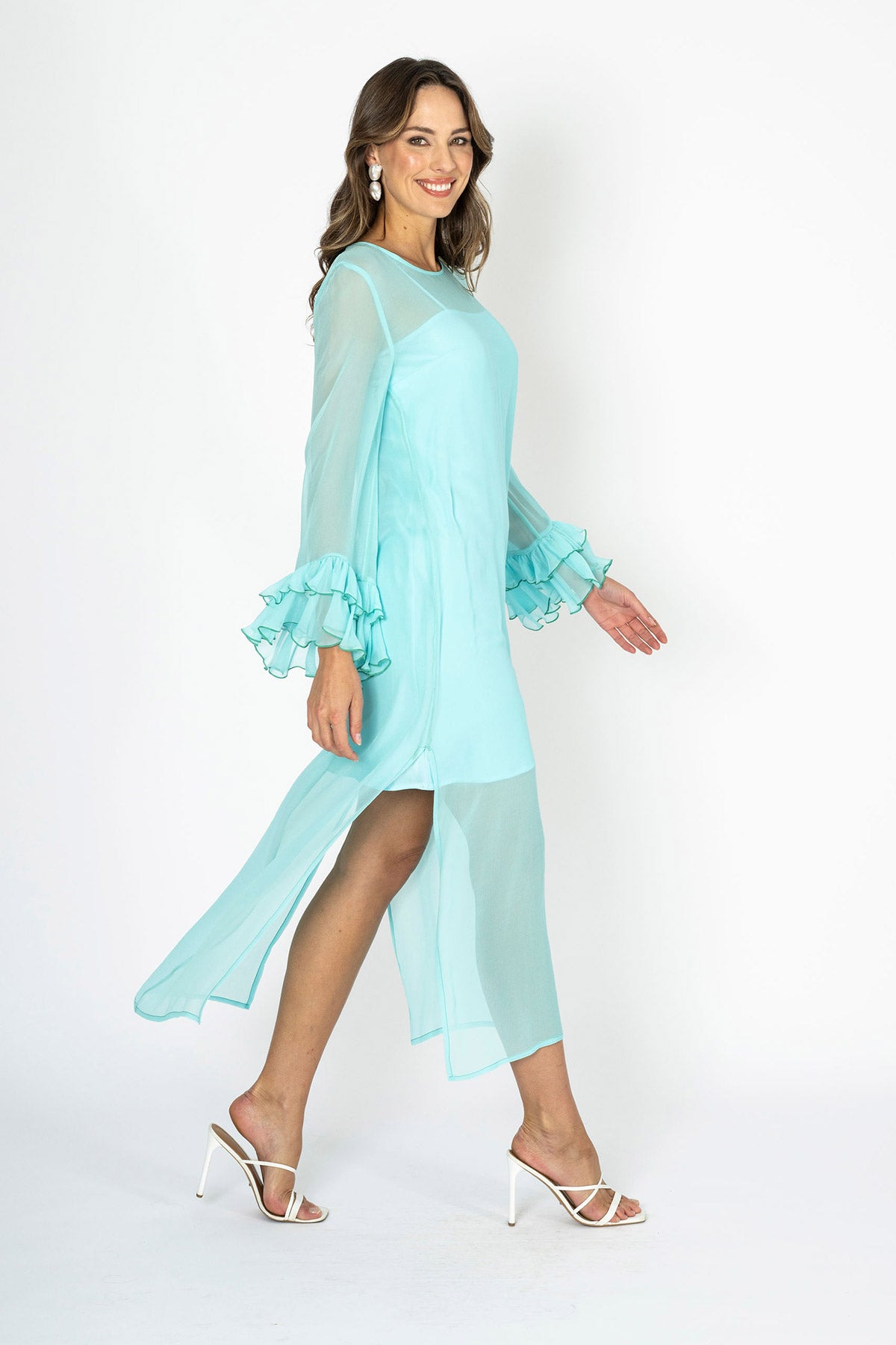 Tea at Athenee Ruffle Dress Tiffany Blue elaurante Pty Ltd Tea at Athenee Ruffle Dress Tiffany Blue elaurante Pty Ltd